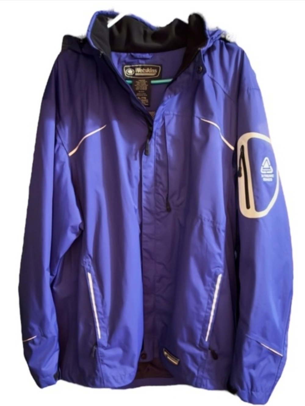 WETSKINS Men's Hooded Rain Jacket, Size XXL, Royal Blue w/White Accents